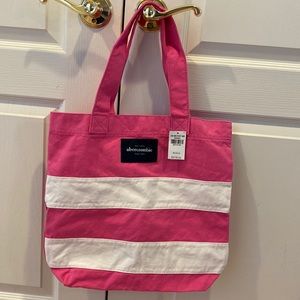 NWT Abercrombie & Fitch Pink/White Stripe Tote